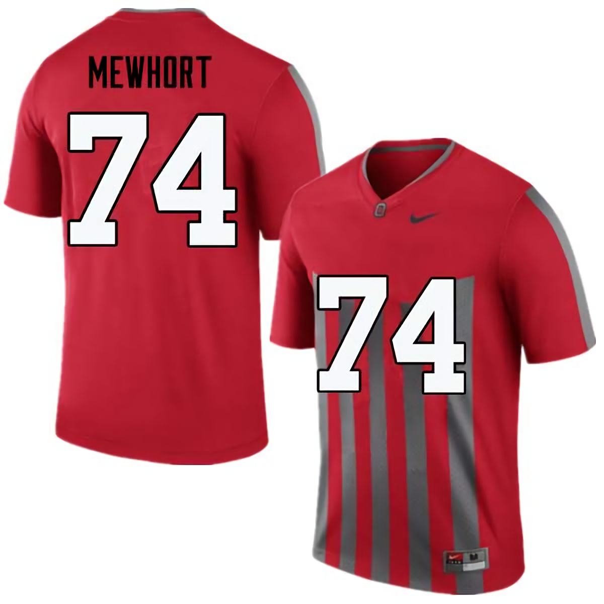 Jack Mewhort Ohio State Buckeyes Men's NCAA #74 Nike Throwback Red College Stitched Football Jersey MZU1656NC